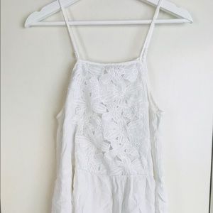 White Tank Top with Floral Detailing